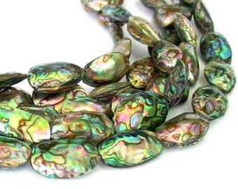 15" Abalone shell 27mm 30mm rainbow color double sided oval beads - full strand