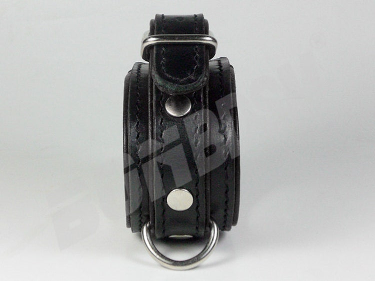 Bondage Wrist Cuffs Suspension Black Genuine Leather By