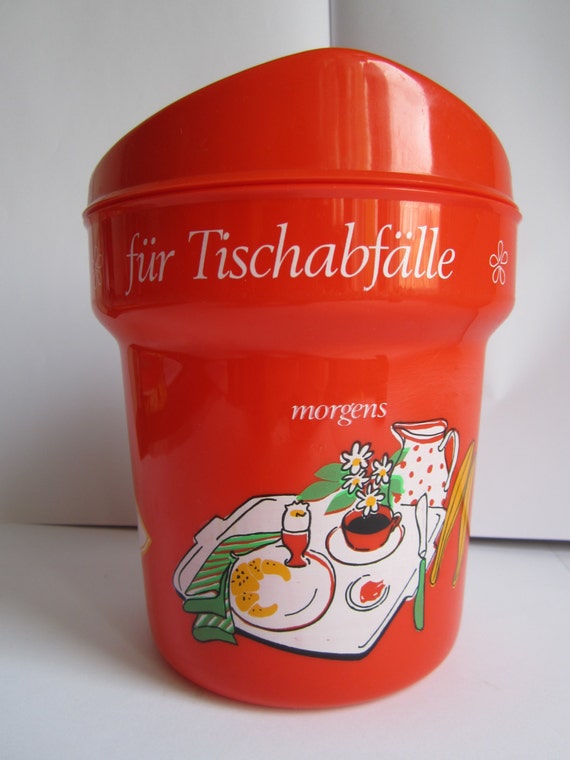 Retro red plastic container for pits and pieces German brand