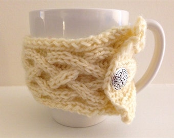 Items Similar To The Cable Knit Mug Cozy Wool Blend Gold On Etsy