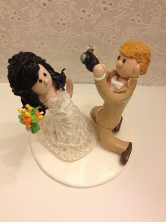 Items Similar To Custom Bride And Groom Cake Topper Groom Holding A Camera And Bride Striking A 8536