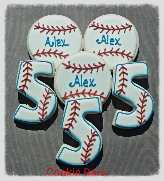 Baseball Sport Birthday Custom Decorated Cookies