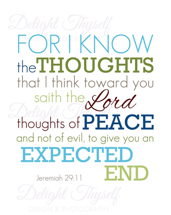 Items similar to Jeremiah 2911  "For I know the thoughts that I think