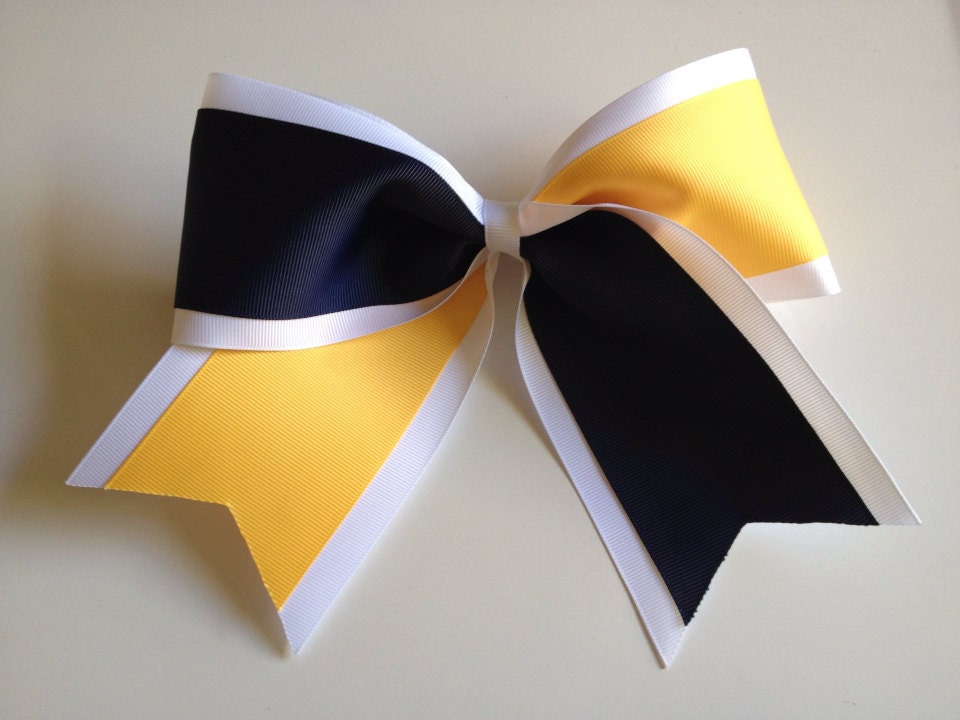 3. Navy Blue and Gold Cheer Bow - wide 9