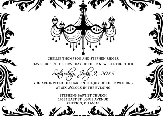 Black White Flowers Invitations Templates Free Printable ...