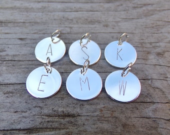 Hand Stamped 12mm Silver Plated Letter Charm With Open Jump Ring
