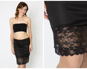 black ruffle slip