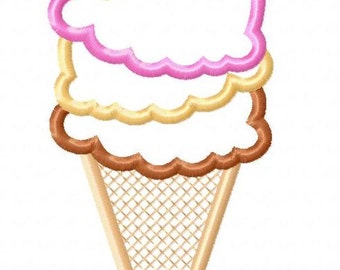 Ice Cream Cone Machine Embroidery Design