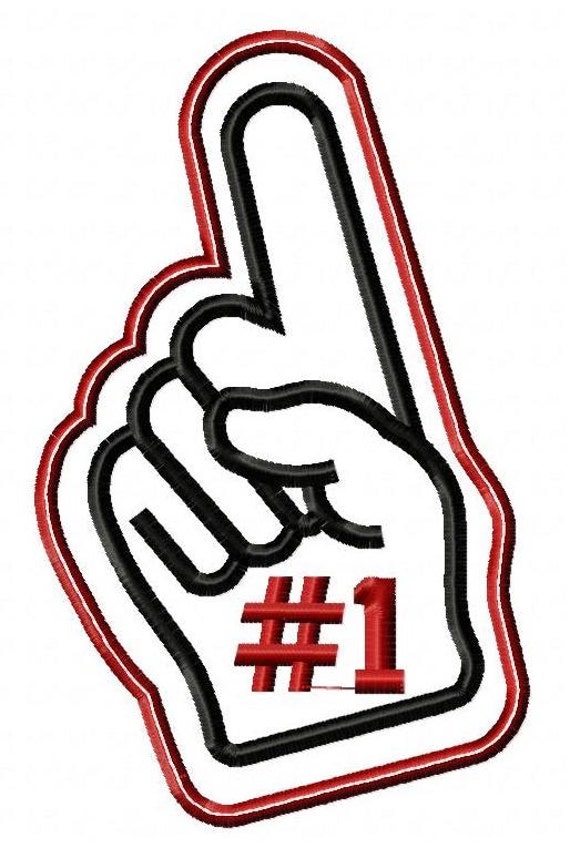 Items similar to Number One Fan Foam Finger Machine Applique Embroidery