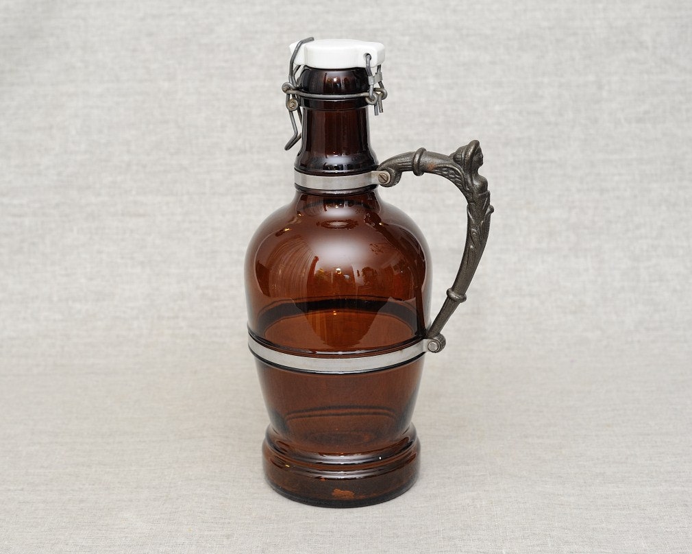 Large Vintage German Beer Growler Bottle Decorative Handle