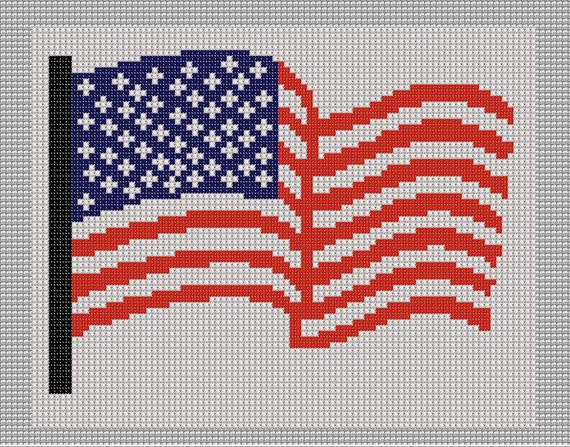 Items similar to Cross stitch pattern American flag PDF emailed red ...