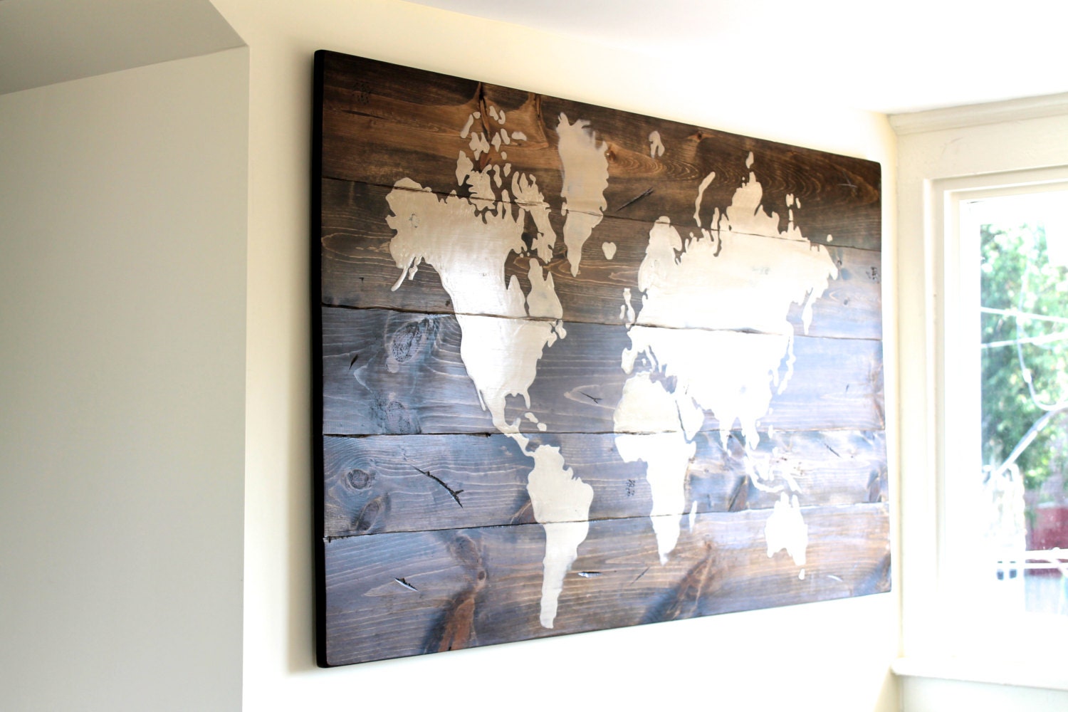 World Map Sign Custom Sign Wooden Sign Wall Art By UnruhSigns