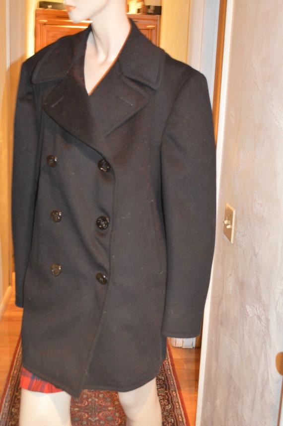 Authentic VIntage Navy Seaman Peacoat Jacket Wool Coat