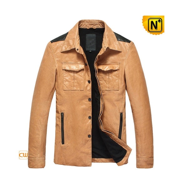 Mens Button-up Leather Jacket CW850122