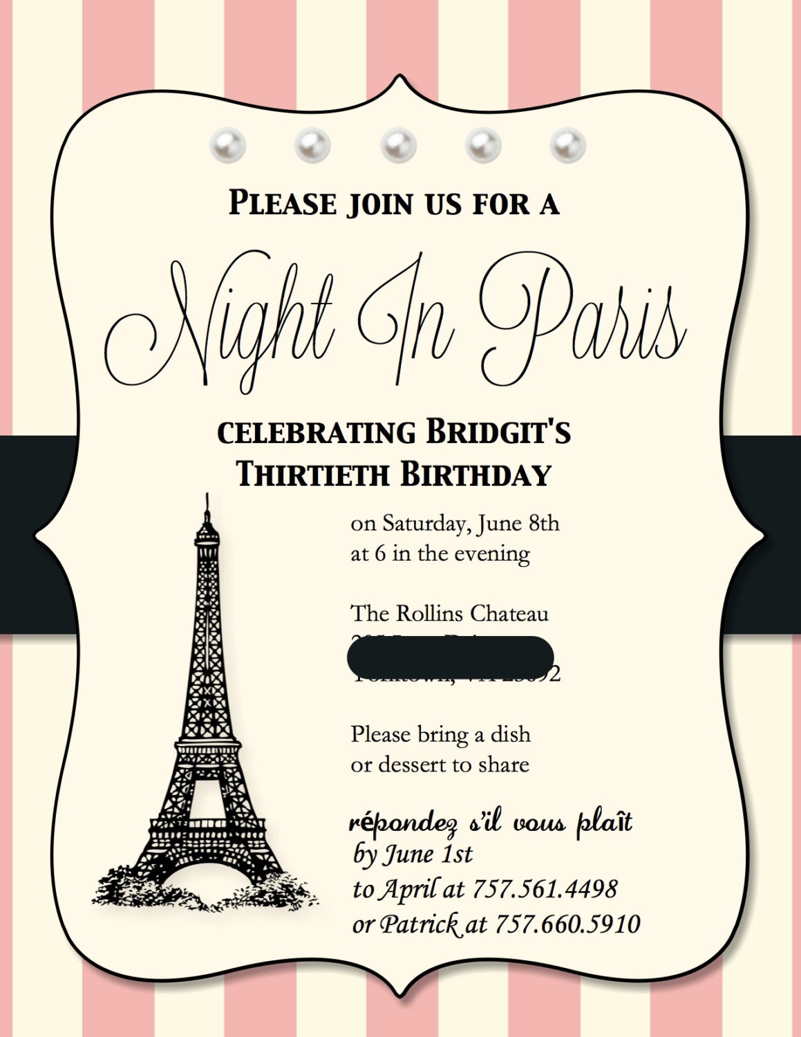 Paris Themed Birthday Party Invitations 15 Invites