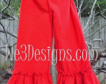 Girls Knit Ruffle Pants. Girls Ruffle Wide-Leg Knit Pants in sizes 12 months to size 12. Baby-toddler-girl-tween