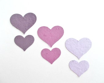 Purple 50 Seeded Paper Hearts - Eco Friendly Plantable Paper Embedded With Annual and Perennial Seeds