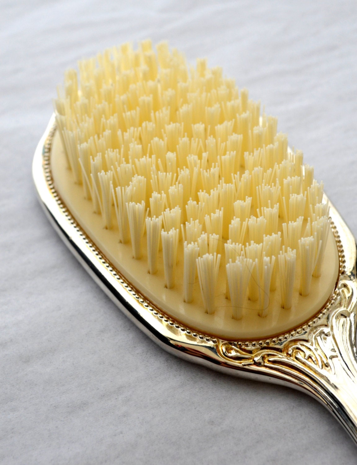 Vintage 60s Silver Vanity Hair Brush / Antique Style Metal