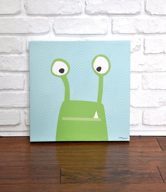 Monster Mugs Green Canvas Wall Art by VickyBaroneDesigns on Etsy