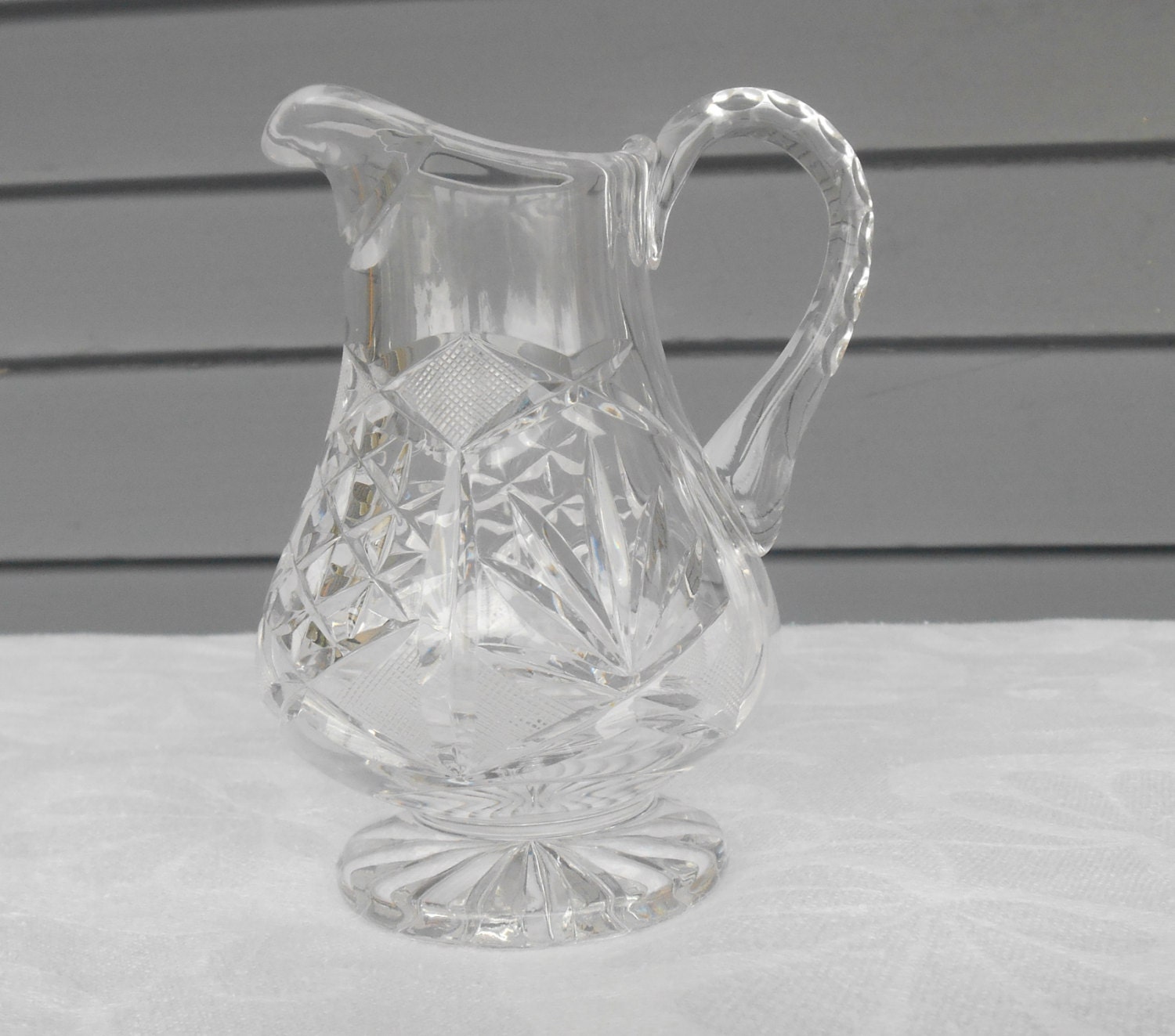 Crystal Creamer Glass Pitcher Vintage by TollethHouseVintage