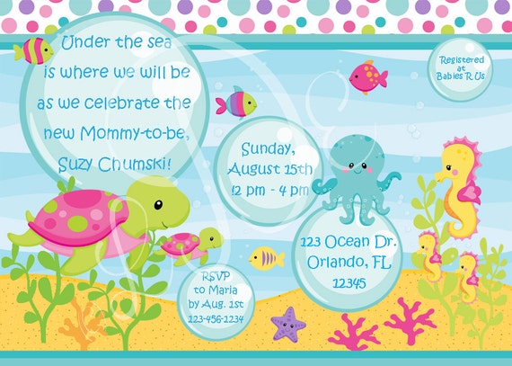 GIRLS Under the Sea Baby Shower Invitation by LittleDarlingExp