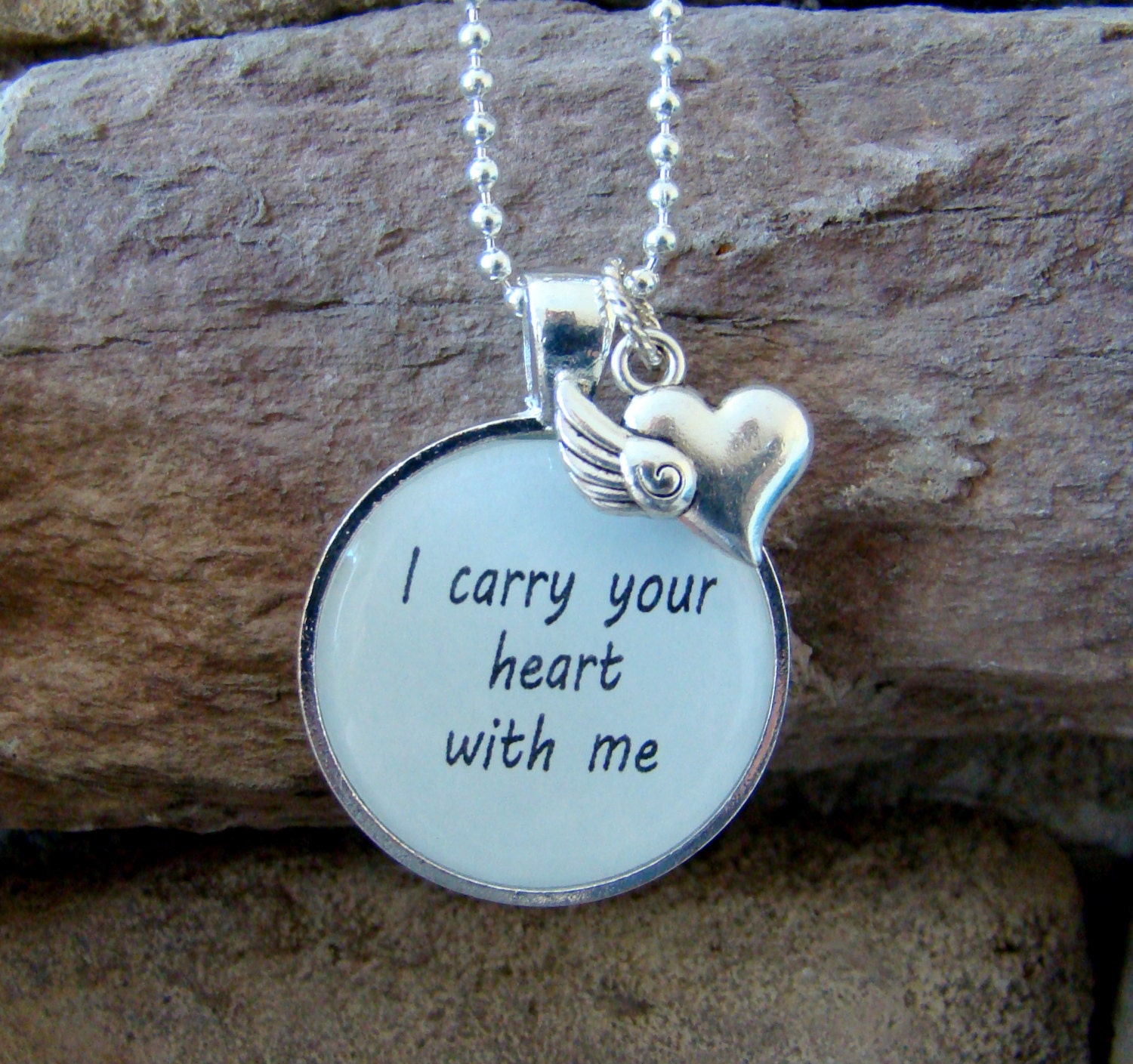 I Carry Your Heart With Me Pendant Necklace with chain and