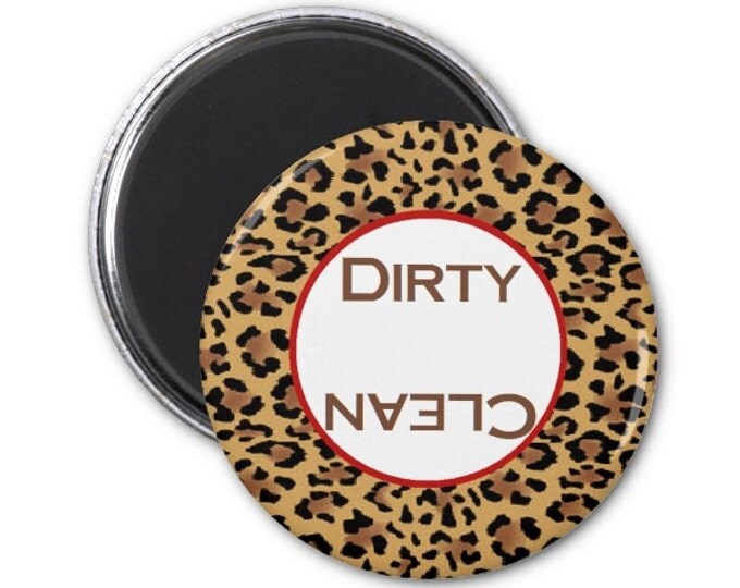 Leopard Clean Dirty Dishwasher Magnet