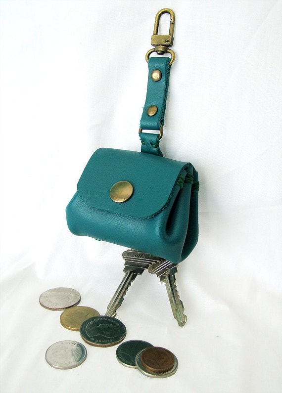 Leather KeychainLeather Mini Bag / Key Ring / by AccentHandicraft