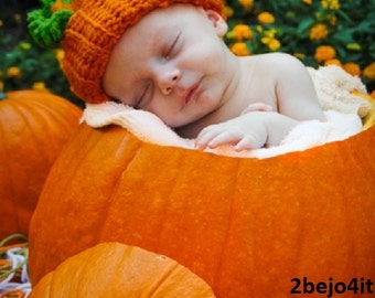 Ready to ship newborn infant baby boy or girl pumpkin HAT crochet costume halloween photo prop infant Halloween costume