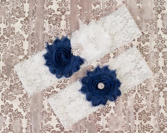 Something Blue Wedding Garter, Bridal Garter, Lace Garter, Bridal Garter Set, Navy Blue Garter, Bridal gifts, Toss Garter, Keepsake Garter,