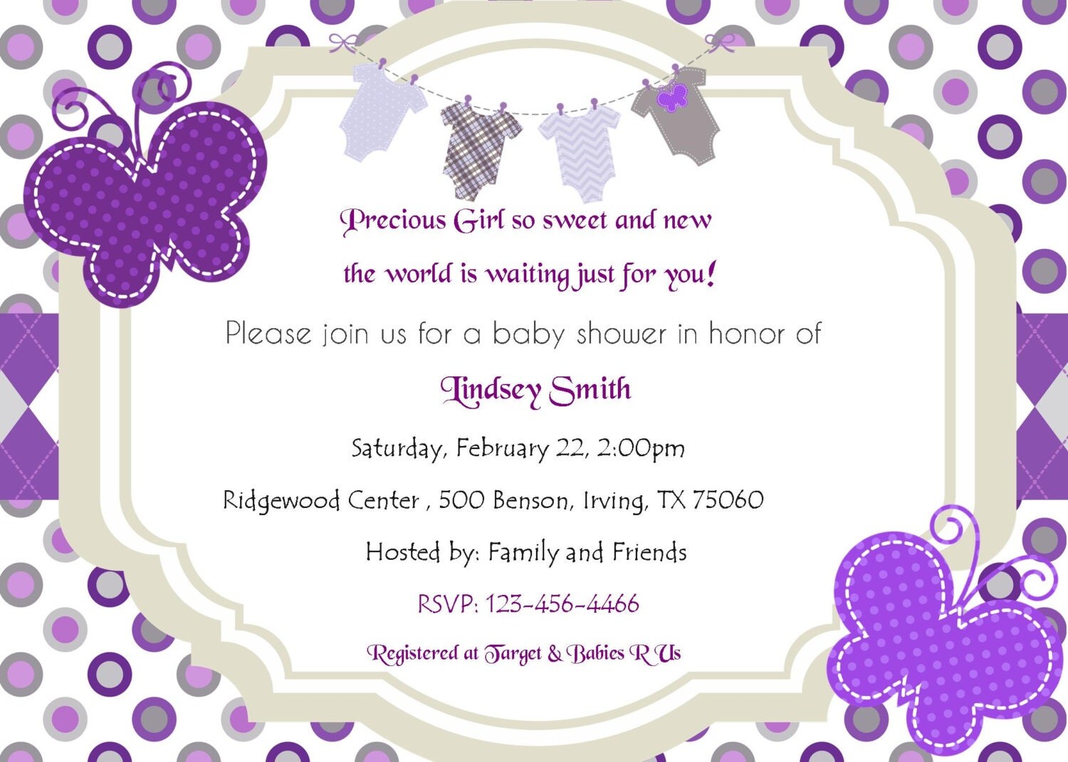 butterfly Invitation Baby Shower Digital DIY