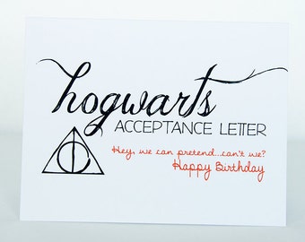 hogwarts acceptance letter happy birthday card // harry potter // dumbledore // movie greeting cards // acceptance letter card // custom
