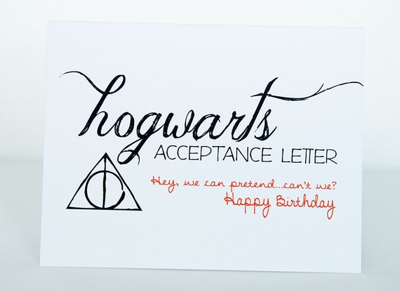 Hogwarts Acceptance Letter Happy Birthday Card // Harry Potter