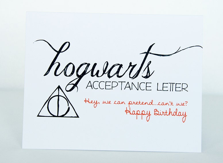 hogwarts acceptance letter happy birthday card // harry potter