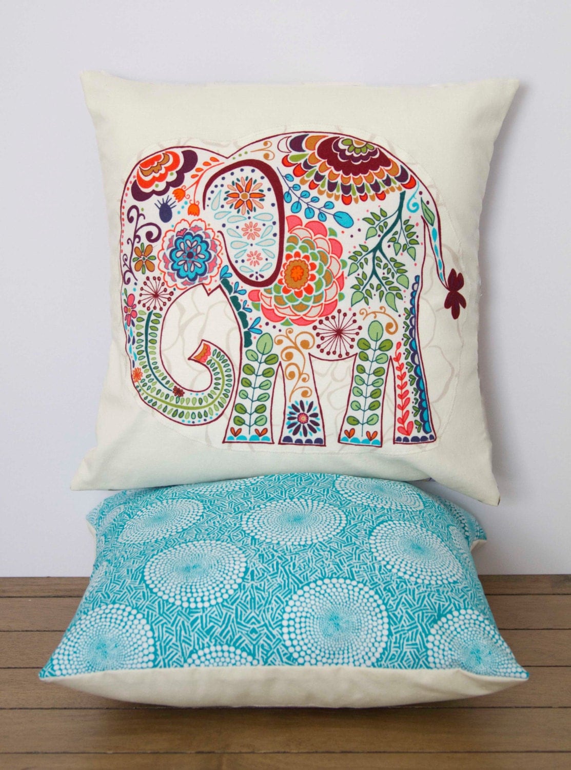 Elephant Pillow 12x12 Decorative Throw Pillow by TinyWhineyShop