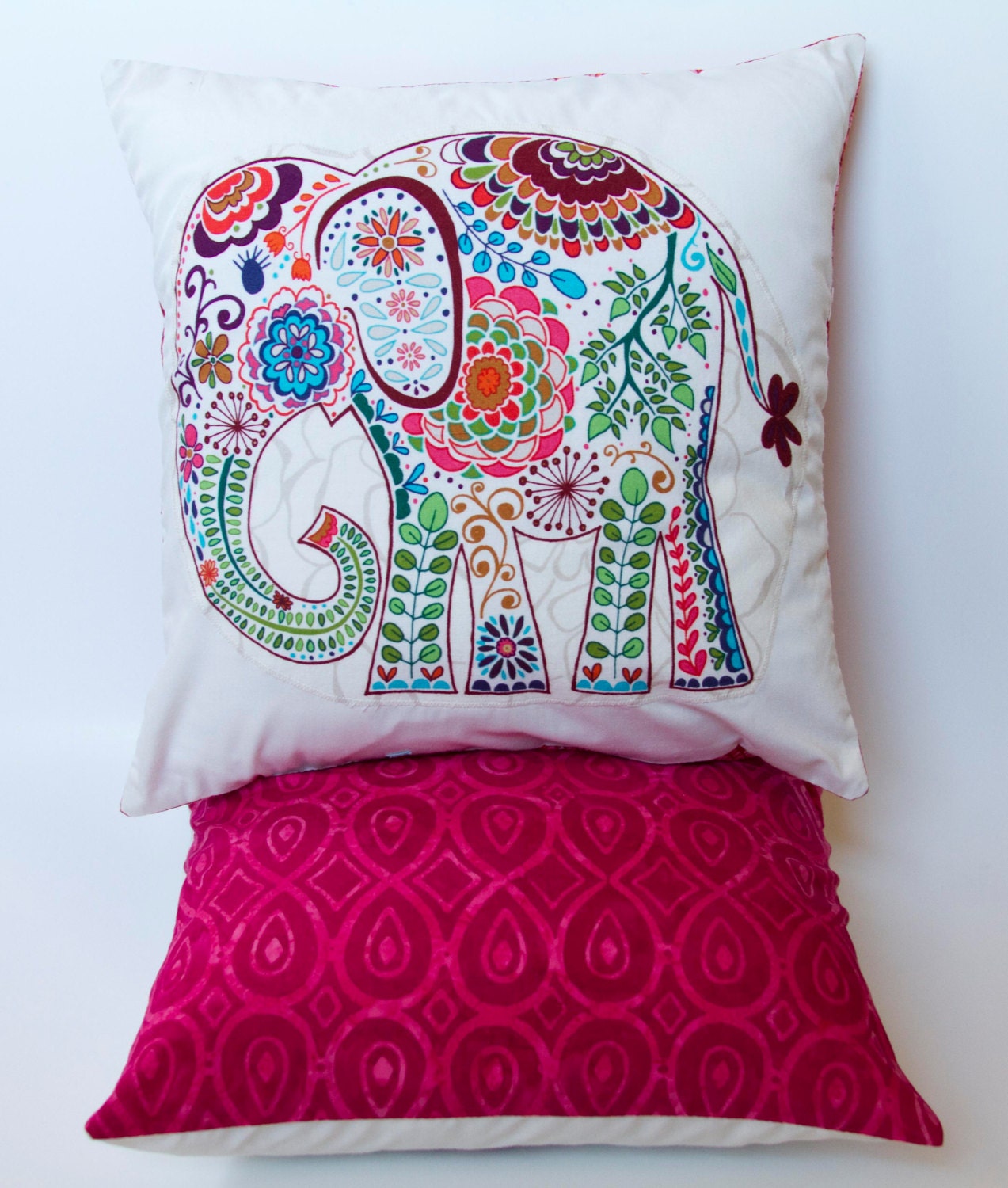 Bright Pink Elephant Pillow 12x12 Decorative by TinyWhineyShop