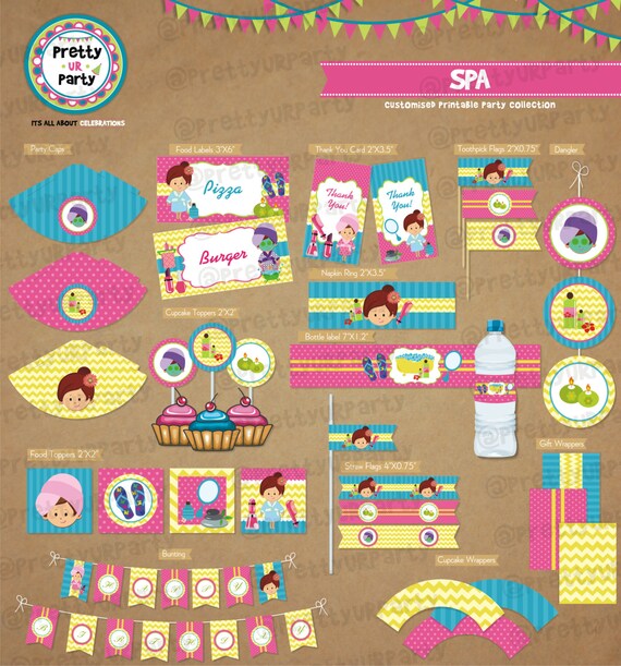 Spa themed Party Printable Package - DIY printables