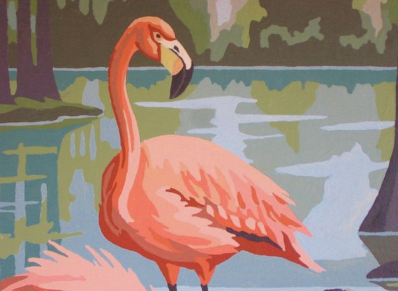 Original Pink Flamingo Painting MINT Paint by Numbers