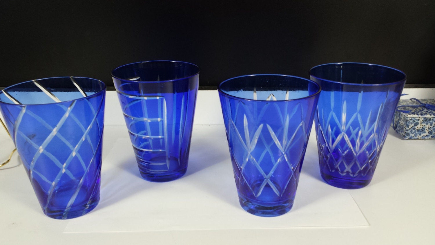 Vintage cobalt blue drinking glasses - fessmr