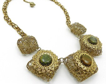 Chunky gemstone necklace: Statement Necklace by osofreejewellery
