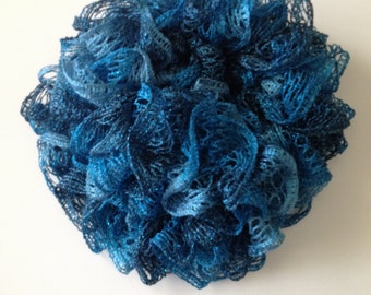 Beautifully hand knitted Sashay Scarf - Metallic Aquamarine