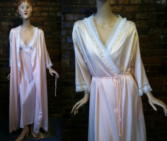 Vintage Christian Dior Lingerie Nightgown and Matching Robe Set