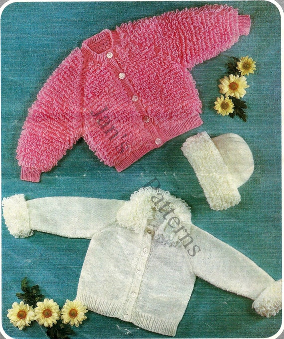 Babies/Childs Loopy Cardigan/Jacket/Hat by knittingpatterns4you