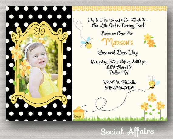 Bumble Bee Birthday Invitation - DIY Printable Invitation Il_570xn