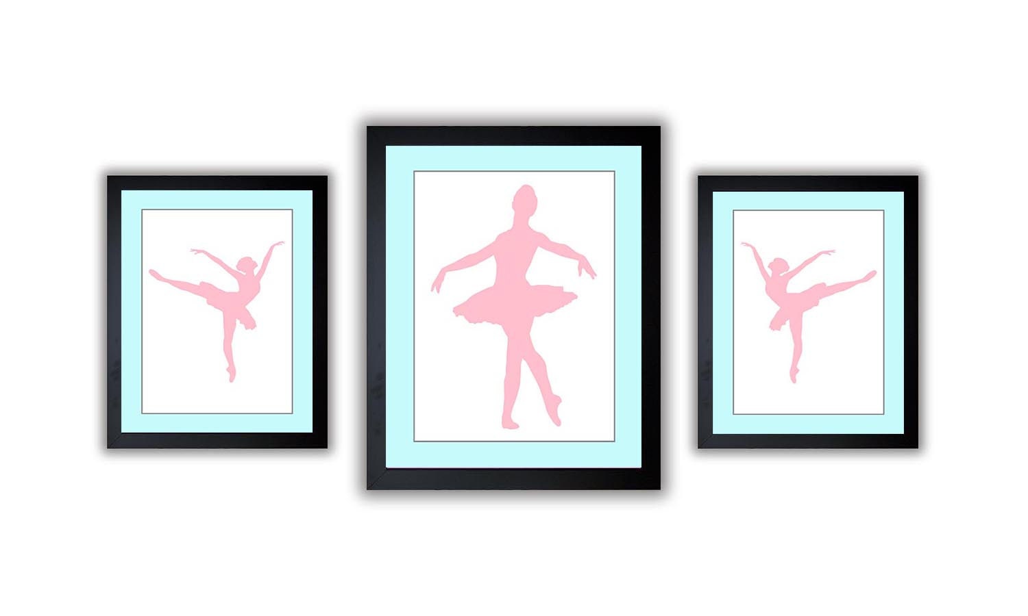 Ballerina Ballet Dancer Pink Blue Girls Room Print Set of 3 Girls Art Nursery Art Nursery Print Chil