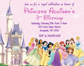 Princess Invitation - Disney Princess Invitation - Birthday Princess Invitation - Digital or Printed