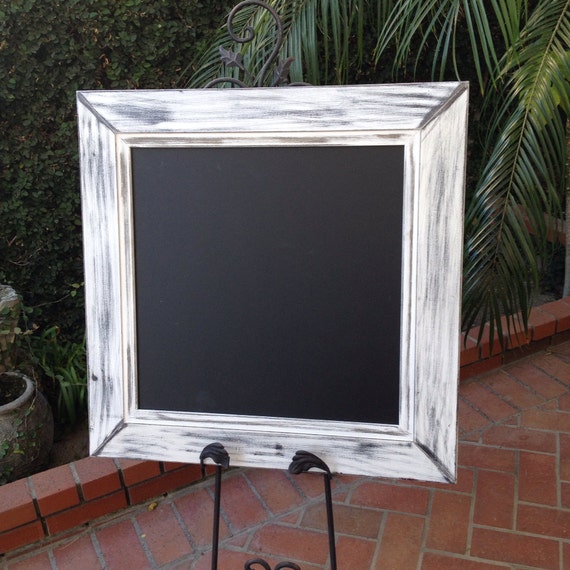 Super Rustic White Framed Chalkboard Square Wooden Chalkboard