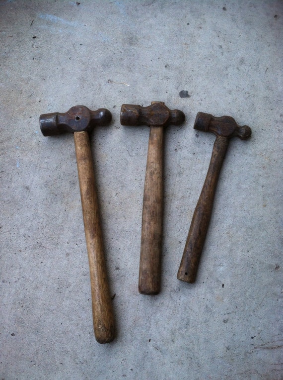 Vintage ball peen hammers by Campmetals on Etsy