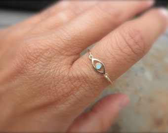 Vermeil enamel evil eye ring