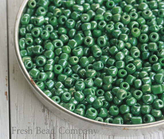 Seed Beads Green Apple Metallic Beads100 Glass By Freshbeadsco 5143